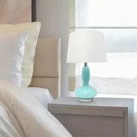 Lalia Home Glass Dollop With White Fabric Shade Table Lamp