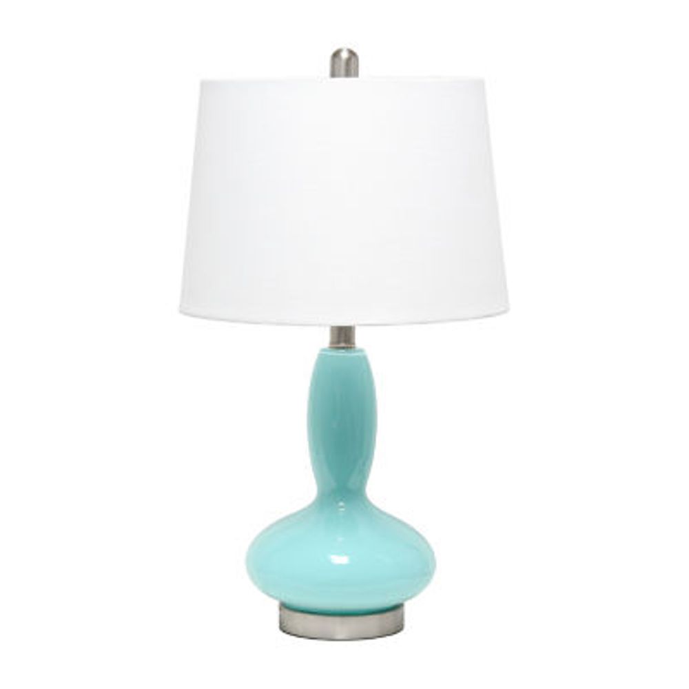 Lalia Home Glass Dollop With White Fabric Shade Table Lamp