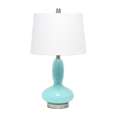 Lalia Home Glass Dollop With White Fabric Shade Table Lamp