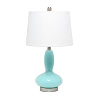 Lalia Home Glass Dollop With White Fabric Shade Table Lamp