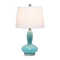 Lalia Home Glass Dollop With White Fabric Shade Table Lamp