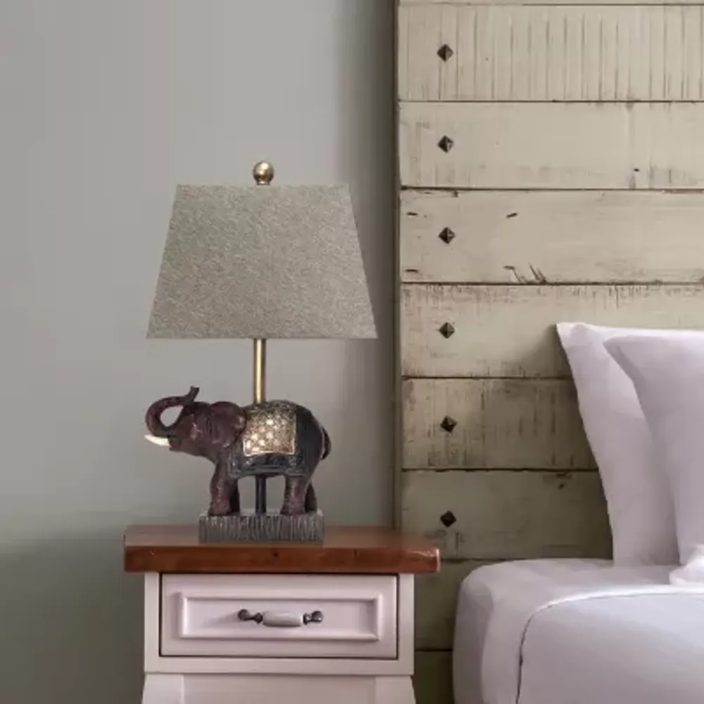 All the Rages Elephant  With Fabric Shade Table Lamp