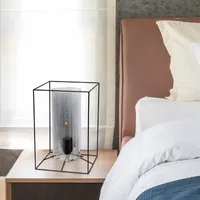 All the Rages Large Black Metal Frame With Clear Shade Table Lamp