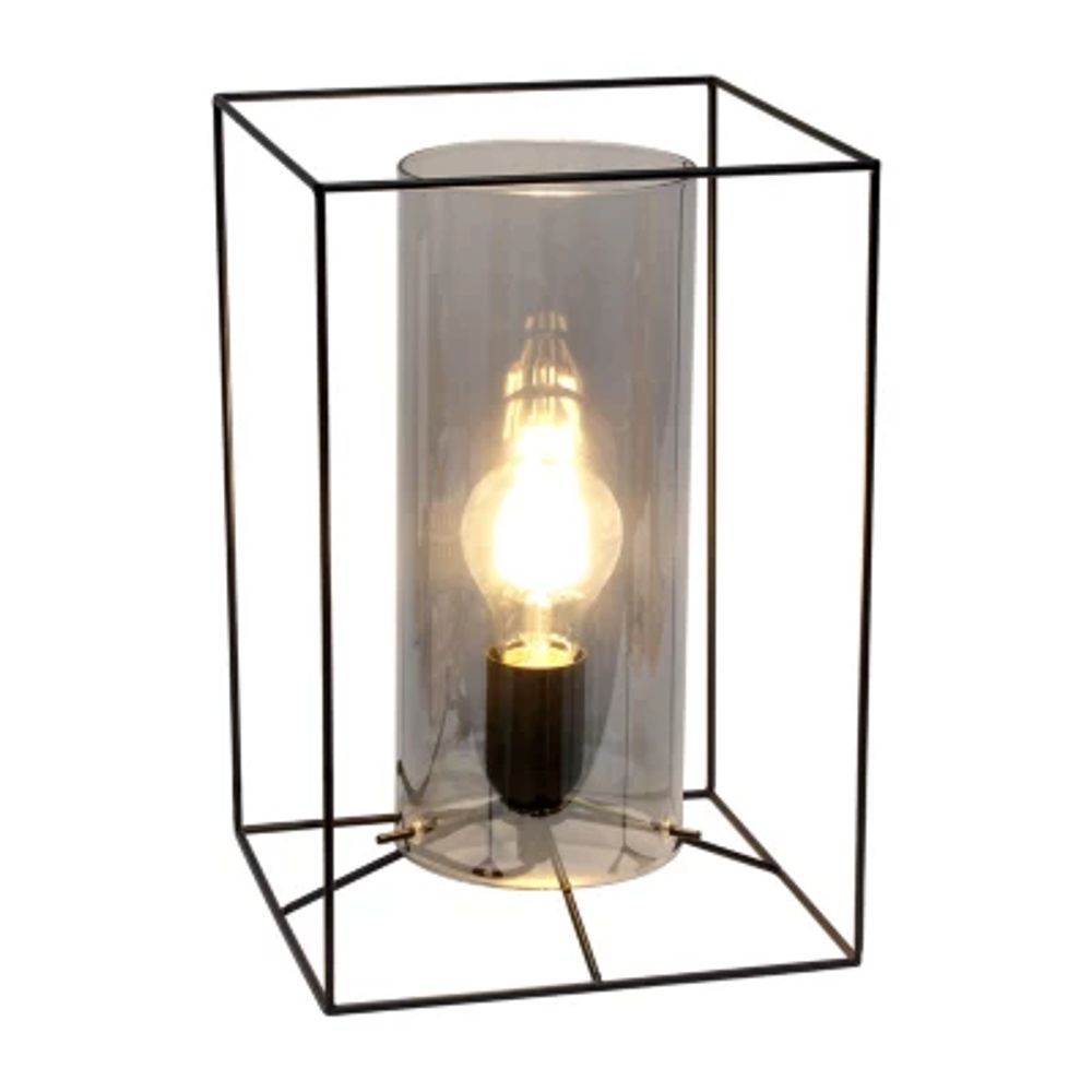 All the Rages Large Black Metal Frame With Clear Shade Table Lamp