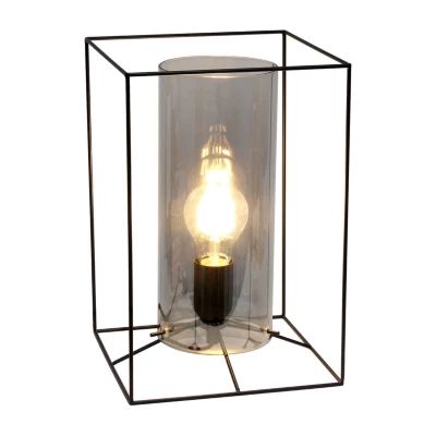 All the Rages Large Black Metal Frame With Clear Shade Table Lamp