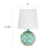 All the Rages Aqua With White Shade Table Lamp