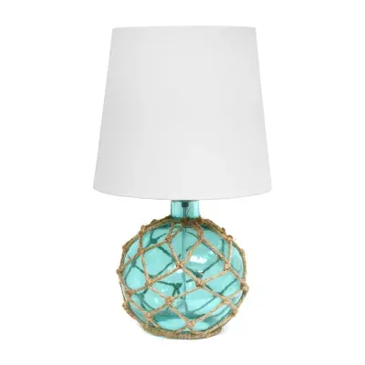 All the Rages Aqua With White Shade Table Lamp