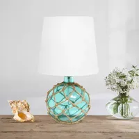 All the Rages Aqua With White Shade Table Lamp