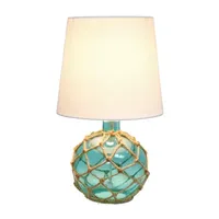 All the Rages Aqua With White Shade Table Lamp