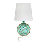 All the Rages Aqua With White Shade Table Lamp