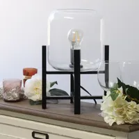 All the Rages Black Wood Mounted Lamp With Clear Glass Table