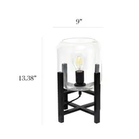 All the Rages Black Wood Mounted Lamp With Clear Glass Table