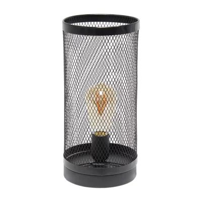 All the Rages Black Mesh Cylindrical Steel Table Lamp