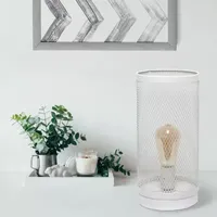 All the Rages Black Mesh Cylindrical Steel Table Lamp