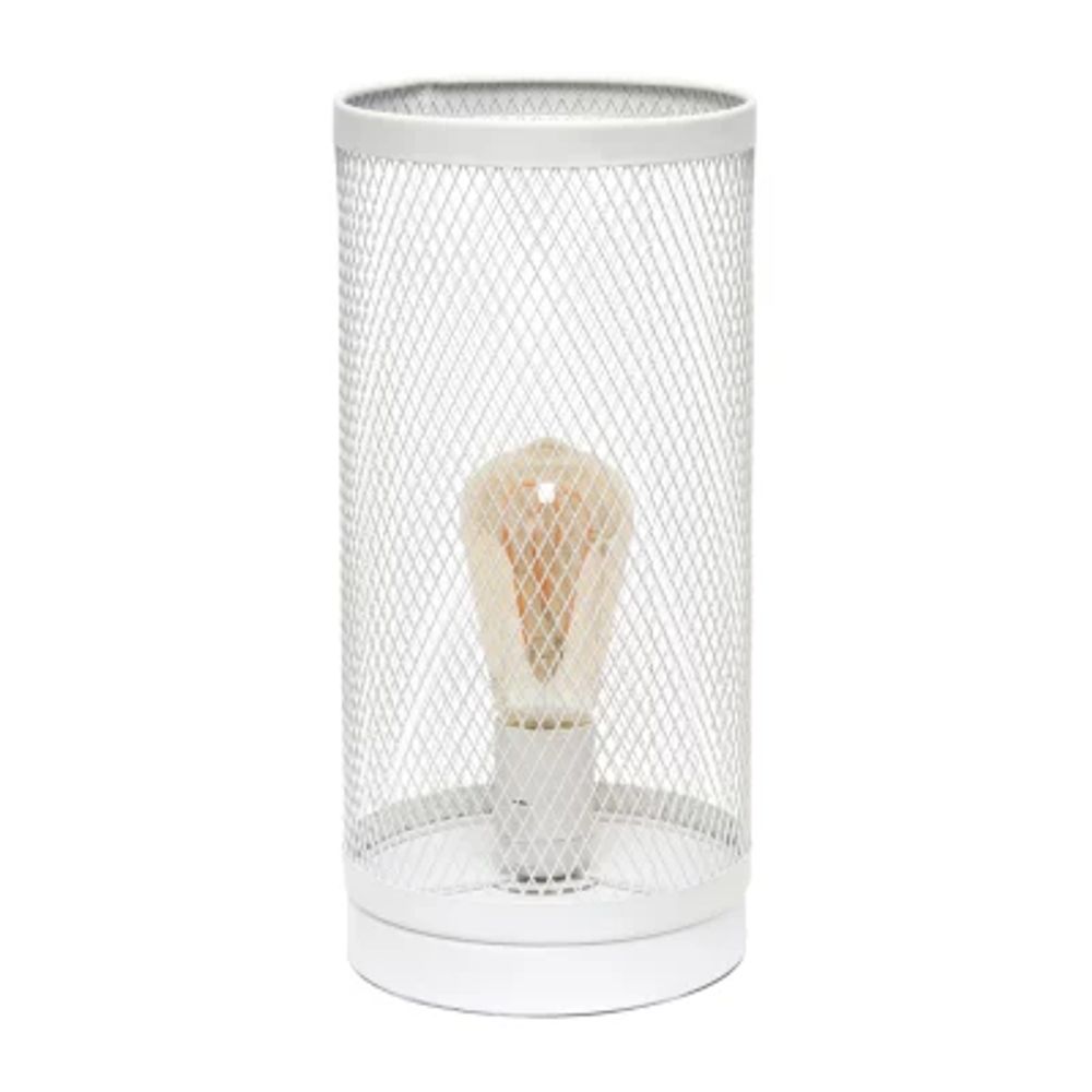 All the Rages Black Mesh Cylindrical Steel Table Lamp