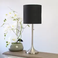 All the Rages Brushed Nickel Tapered With Black Shade Table Lamp