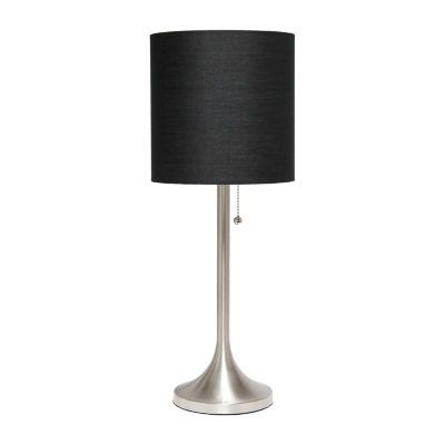 All the Rages Brushed Nickel Tapered With Black Shade Table Lamp