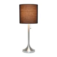 All the Rages Brushed Nickel Tapered With Black Shade Table Lamp