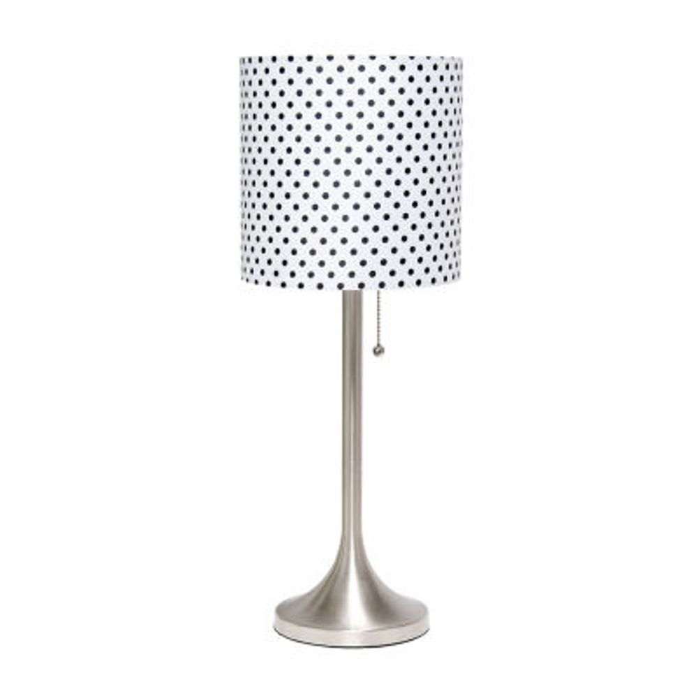 All the Rages Brushed Nickel Tapered With Black Shade Table Lamp