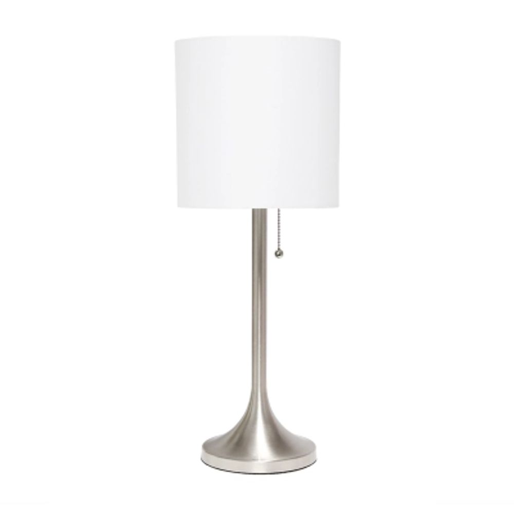 All the Rages Brushed Nickel Tapered With Black Shade Table Lamp