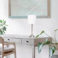 All the Rages Brushed Nickel Tapered With Black Shade Table Lamp