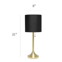 All the Rages Brushed Nickel Tapered With Black Shade Table Lamp