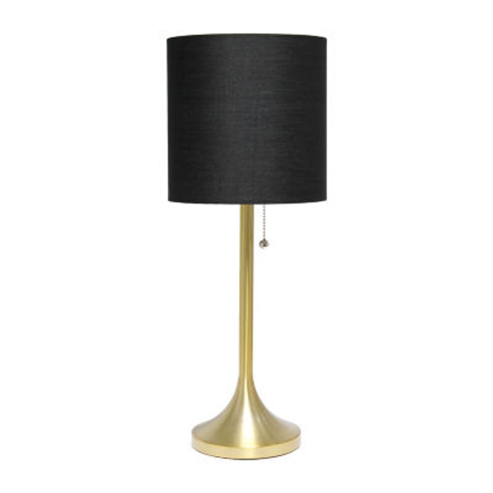 All the Rages Brushed Nickel Tapered With Black Shade Table Lamp