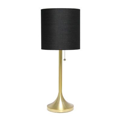 All the Rages Brushed Nickel Tapered With Black Shade Table Lamp