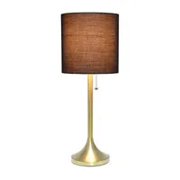 All the Rages Brushed Nickel Tapered With Black Shade Table Lamp