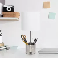 All the Rages Black And White Hammered Usb Table Lamp