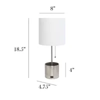 All the Rages Black And White Hammered Usb Table Lamp