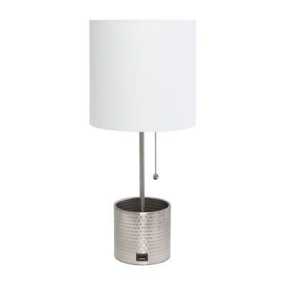 All the Rages Black And White Hammered Usb Table Lamp