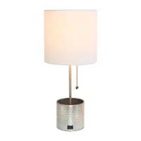 All the Rages Black And White Hammered Usb Table Lamp