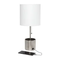 All the Rages Black And White Hammered Usb Table Lamp
