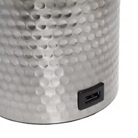 All the Rages Black And White Hammered Usb Table Lamp
