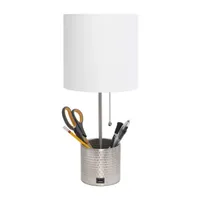 All the Rages Black And White Hammered Usb Table Lamp