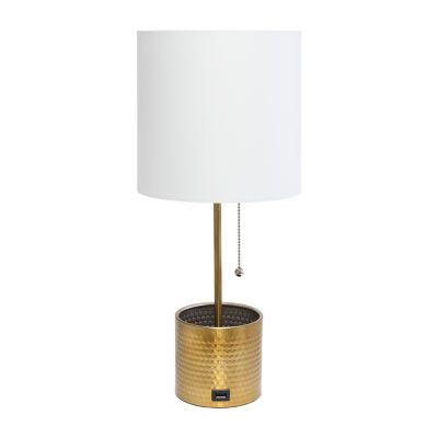 All the Rages Black And White Hammered Usb Table Lamp