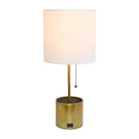 All the Rages Black And White Hammered Usb Table Lamp