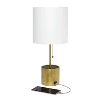 All the Rages Black And White Hammered Usb Table Lamp