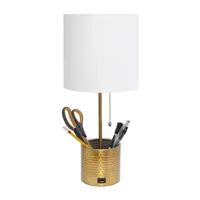 All the Rages Black And White Hammered Usb Table Lamp