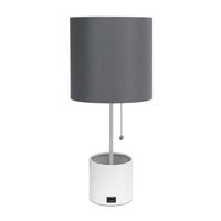 All the Rages Black And White Hammered Usb Table Lamp