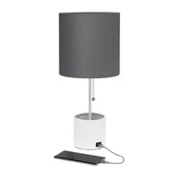 All the Rages Black And White Hammered Usb Table Lamp