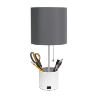 All the Rages Black And White Hammered Usb Table Lamp