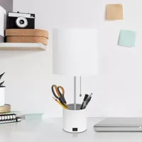 All the Rages Black And White Hammered Usb Table Lamp
