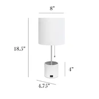 All the Rages Black And White Hammered Usb Table Lamp