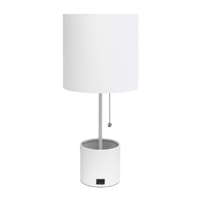 All the Rages Black And White Hammered Usb Table Lamp