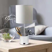 All the Rages Black And White Hammered Usb Table Lamp
