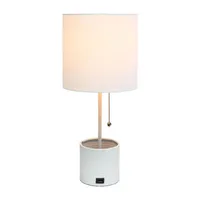 All the Rages Black And White Hammered Usb Table Lamp