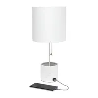 All the Rages Black And White Hammered Usb Table Lamp