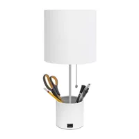 All the Rages Black And White Hammered Usb Table Lamp
